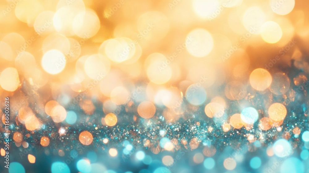 Poster a sparkling backdrop showcasing a blend of colorful bokeh lights, evoking a festive and enchanting a