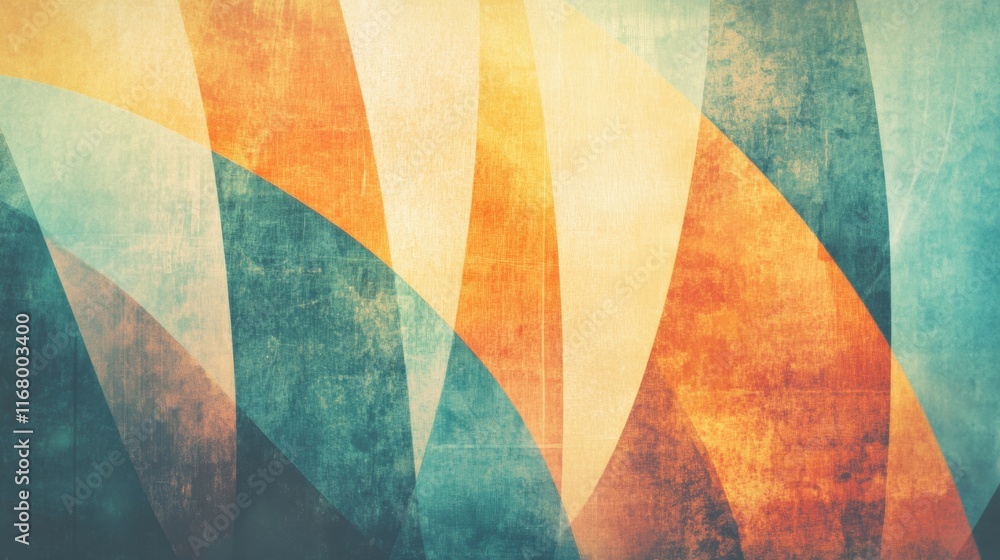 Poster bright colors and smooth curves blend harmoniously, creating an abstract visual of light and texture