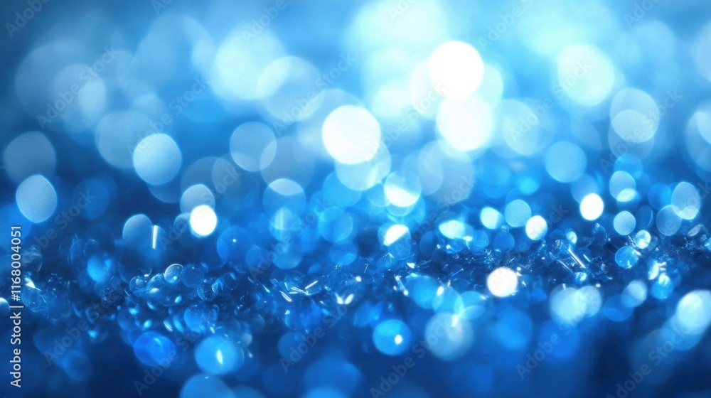 Poster soft blue bokeh lights create a mesmerizing atmosphere, with glimmers and reflections providing a dr