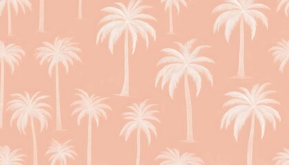 Pastel Peach Background With White Palm Trees