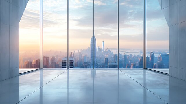 Morning skyline view from modern office new york city photo