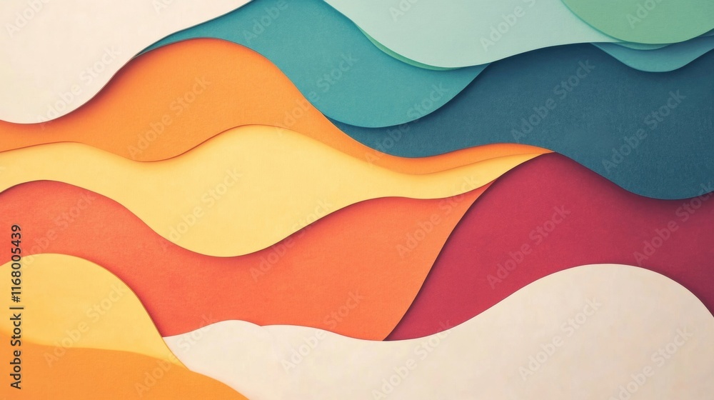 Poster vibrant colors create flowing waves in this abstract design, perfect for artistic projects or digita