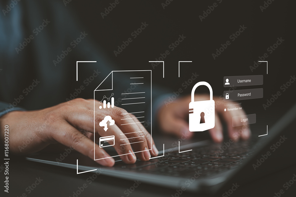 Aufkleber Cyber security internet and networking concept. information security and encryption, secure access to user's personal information, secure Internet access, cybersecurity.