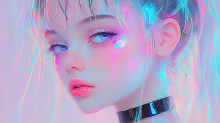 portrait of a woman futuristic and cyberpunk style
