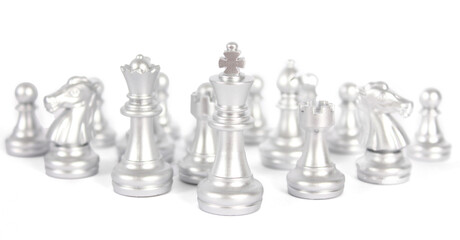 chess piece win over lying down silver pawn Business Concepts, and Success in Finance, Banking and Investment