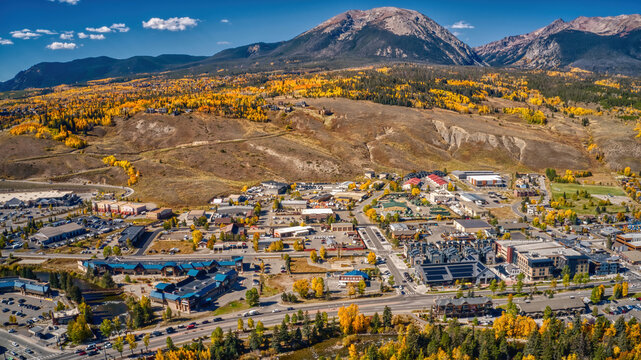 Aerial View of Silverthorne, Colorado during Autumn