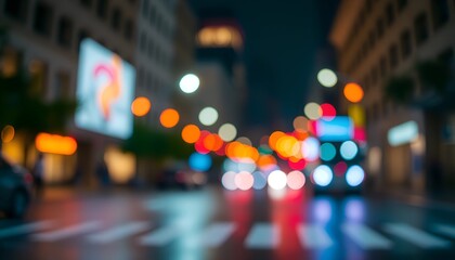 Dreamy Cityscape: Abstract Night Lights with Blue Bokeh Effects