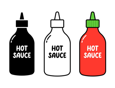Vector Hot Sauce Bottle Flat Design Illustration