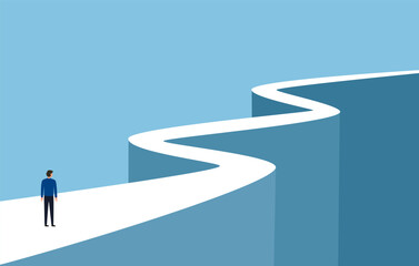 Businessman walking forward towards goal. Man standing in long way of opportunities and future career. Hope, job, motivation, future, business concept for banner design