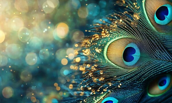 Peacock Feather Detail with Bokeh Background.