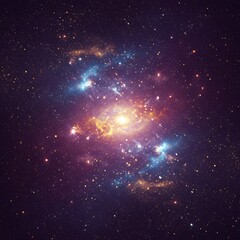 Fototapeta premium A surreal, AI-generated galactic texture with glowing nebulae, shimmering stars, and cosmic swirls, blending deep purples and blues in an otherworldly style.