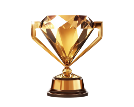 Golden trophy with diamond shape, symbolizing achievement and success. Perfect for awards, competitions, and celebrations