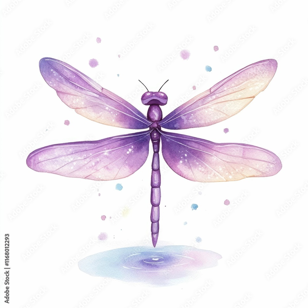 Poster enchanting digital of a delicate dragonfly with shimmering translucent wings floating gracefully abo