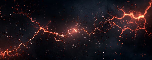 3D render of particles forming a digital pattern with glowing neon edges 