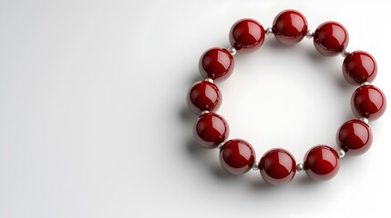 Obraz premium Elegant Red Beaded Bracelet on White Background