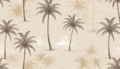 Sketchy Palm Trees on a Beige Background