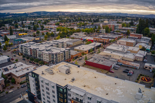 Fototapeta Aerial View of Hillsboro, Oregon during Autumn