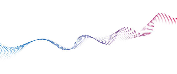 Flowing Dot Wave halftone gradient pattern on transparent background	