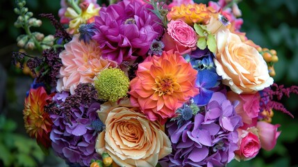 silk flowers in a vibrant and colorful bouquet