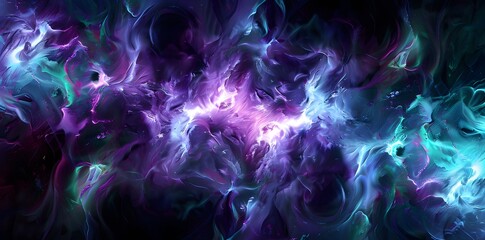 Obraz premium Background wallpaper Vibrant and dynamic cosmic fluid art background with swirling colors of purple and teal displaying movement and energy. Abstract concept
