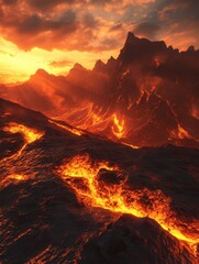 Fototapeta premium Dolomite peaks bathed in the fiery hues of a setting sun.