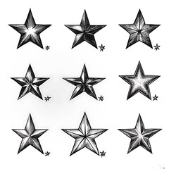 Obraz premium Nine Different Hand-Drawn Star Illustrations