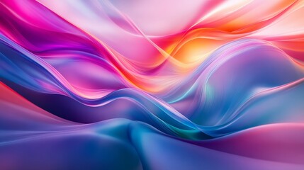 Fototapeta premium A vibrant swirl of colorful waves, blending hues of pink, blue, and orange, creating a dynamic and fluid abstract design.