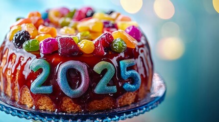 Naklejka premium A glazed fruit cake with 