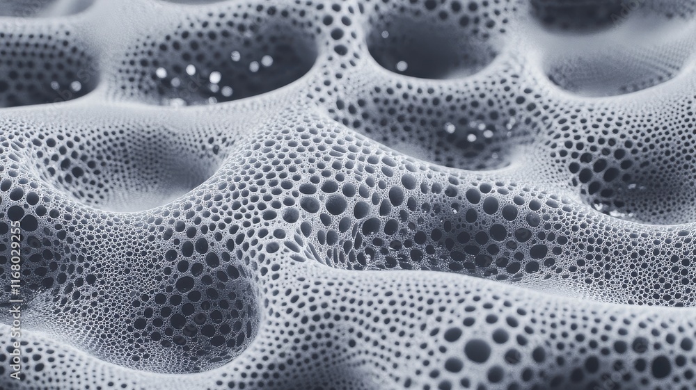 Poster exploring unique foam textures close-up photography studio setting abstract concepts artistic perspe
