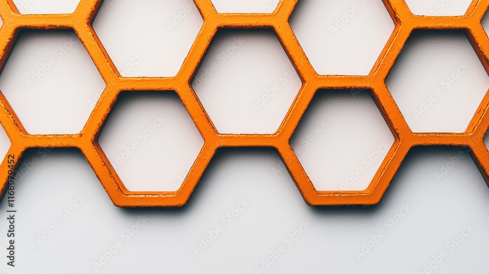 Poster exploring honeycomb patterns in modern design abstract art urban environment aesthetic perspective