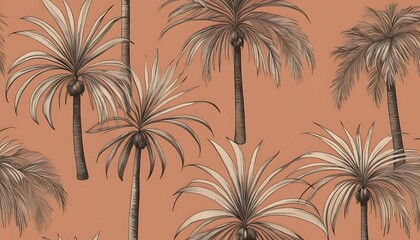Elegant Palm Trees on a Peach Background