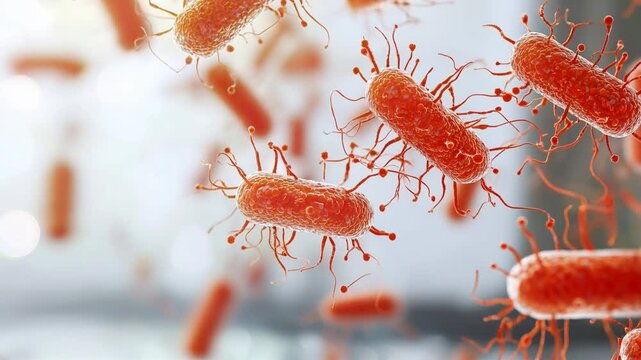 Microscopic World: E. coli Bacteria Under Magnification 