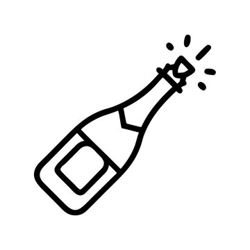 recommend clip art: champagne bottle icon outline line art style