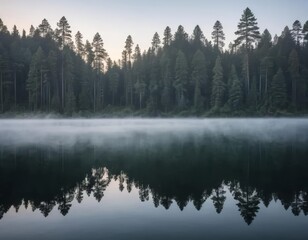 Obraz premium fog over the lake