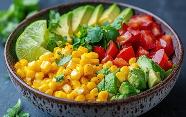 Vibrant and Healthy Corn, Avocado, and Tomato Salad Bowl A Delicious and Nutritious Meal Prep Idea