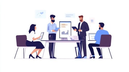 Teamwork meeting, tablet and business people in office workplace. Collaboration, technology and workers, men or employees with touchscreen planning sales, research or financial strategy in company