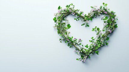 Creative Heart Shape Designed with Intertwining Vines and Flowers for Romantic and Nature-Inspired Themes