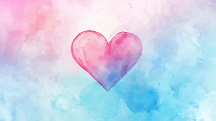 Obraz premium Romantic Pastel Watercolor Heart Symbol with Soft Texture for Creative Projects