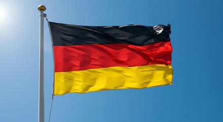 German Flag Waving Black Red Gold National Symbol Clear Sky