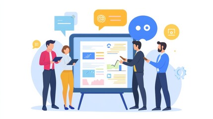 Teamwork meeting, tablet and business people in office workplace. Collaboration, technology and workers, men or employees with touchscreen planning sales, research or financial strategy in company