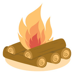 Wooden Bonfire in Cartoon Design. Vector Illustration