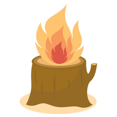 Wooden Bonfire in Cartoon Design. Vector Illustration