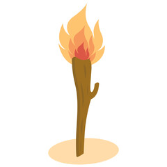 Wooden Bonfire in Cartoon Design. Vector Illustration