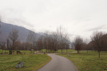 Last days of autumn, the winter in out the door. Sondrio, a public park, Italy