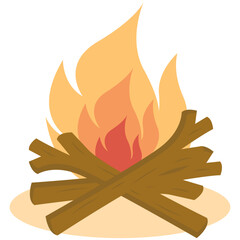 Wooden Bonfire in Cartoon Design. Vector Illustration