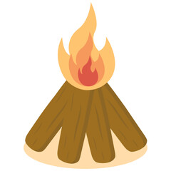 Wooden Bonfire in Cartoon Design. Vector Illustration