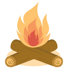 Wooden Bonfire in Cartoon Design. Vector Illustration