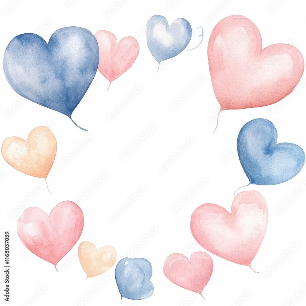 Poster soft and dreamy watercolor circular frame featuring a delicate lace like pattern with floating paste