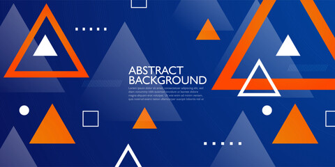 Abstract geometric futuristic background with triangle dark blue and orange gradient color. Triangle orange shape pattern. Eps10 vector