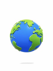 Blank white background 3D icon. planet earth,Minimalist cartoon design